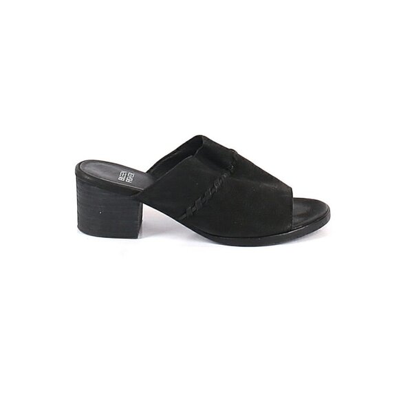 Eileen Fisher Kale Nubuck Leather Mule Slide 6 Block Heel Open Toe Braided Peep - Picture 3 of 9